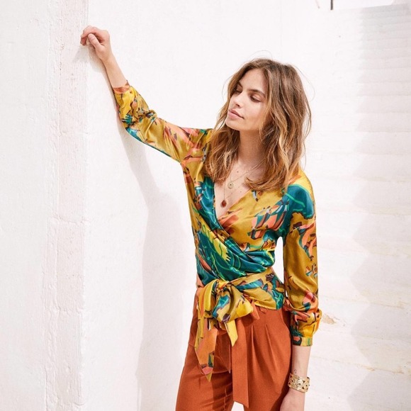 Sezane Tops - Sezane Anya Wrap Blouse Size 44 12